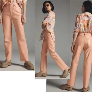 Agolde peach pink Pleather Recycled Leather 90's Pinch Waist straight leg pants